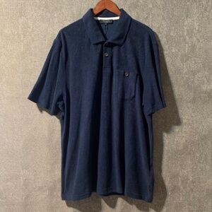 Ted Baker London Toweling Terry Cloth Polo Shirt NWT - size 5/XL Navy